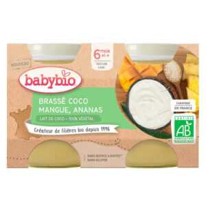 BABYBIO Brassé z kokosového mléka mango ananas 2x130 g