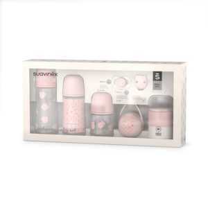 SUAVINEX Premium novorozenecký set Bonhomia růžový - lahvičky