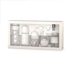 SUAVINEX Premium novorozenecký set Bonhomia bílý - lahvičky